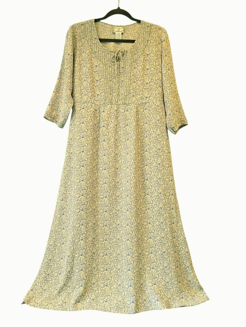 Vintage April Cornell Textured Rayon Floral Dress Maxi Boho Cottagecore Size M